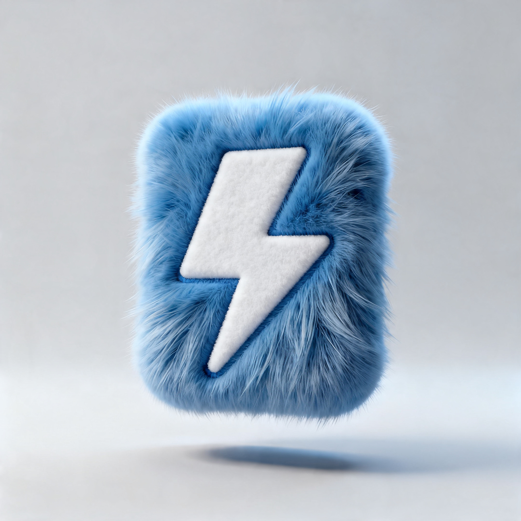 闪电功能图标被转成蓬松毛绒 3D 主体后的迁移输出