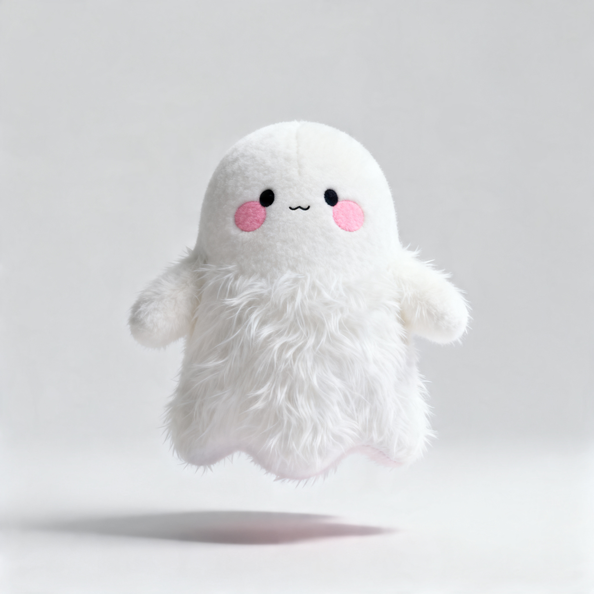 小幽灵角色贴纸被转成蓬松毛绒 3D 主体后的迁移输出