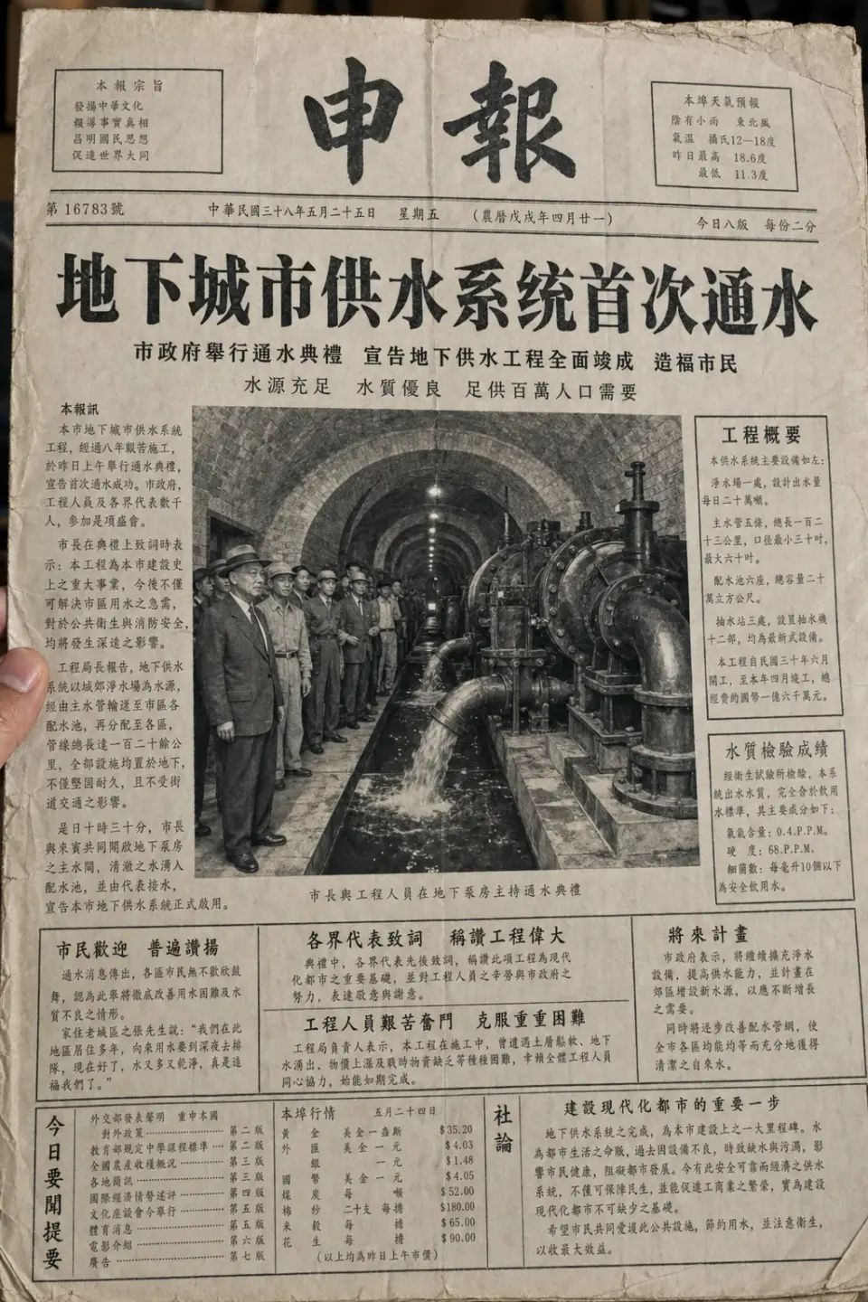 Use an underground waterworks headline as a free extension for speculative public-infrastructure news output image