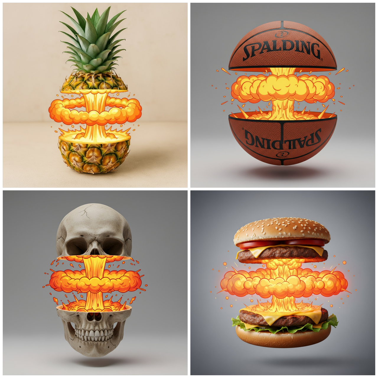 切割带有卡通爆炸效果的物体