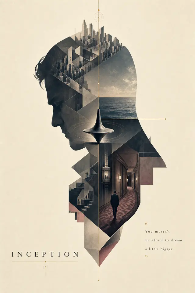 Western science-fiction extension case with Inception, testing dream symbols, folded space, and minimal English typography.
