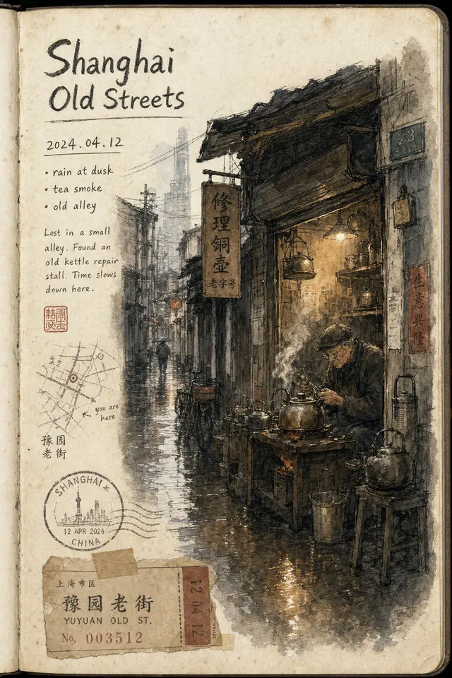 Travel Sketchbook Watercolor City Page
