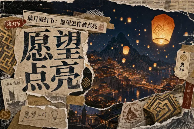 Genshin transfer using Liyue Lantern Rite to test whether world signals can enter the collage poster system.