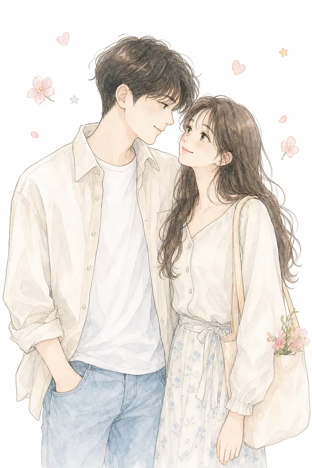 Korean Soft Watercolor Daily Illustration