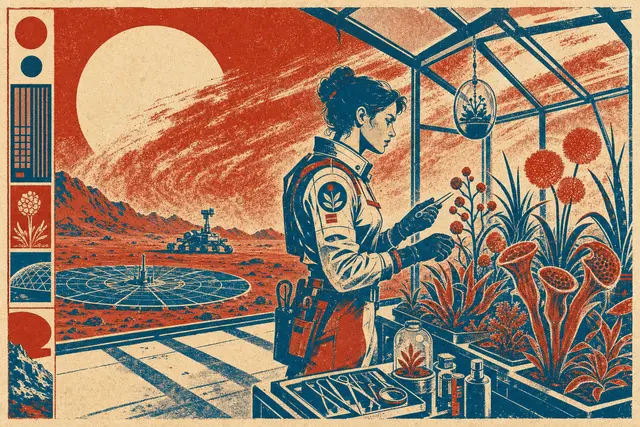 High-difference extension case, using a Mars greenhouse sci-fi theme to test transfer beyond coastal or fantasy subjects.